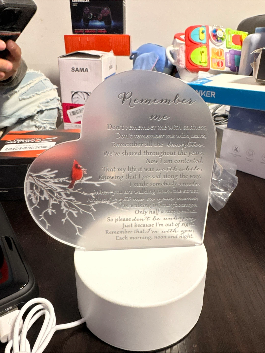 Heart Shaped Memorial Light with Poem