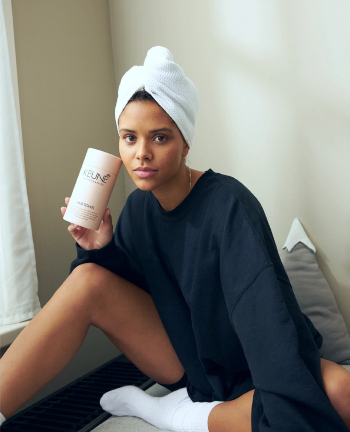 Keune Coco White Microfiber Hair Towel Clean Routine