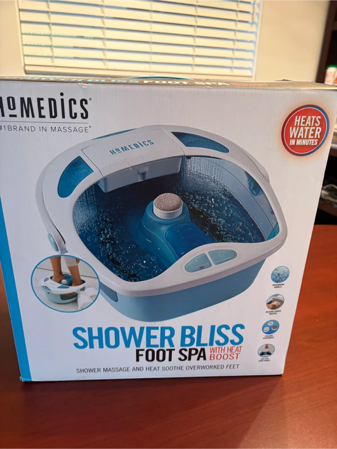 HoMedics Shower Bliss Foot Spa with Heat Boost
