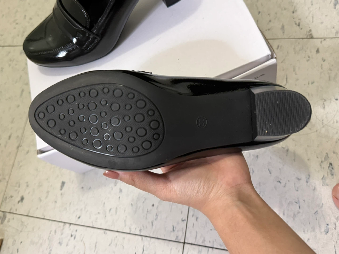Women's Black Patent Loafer Heels - photo 4