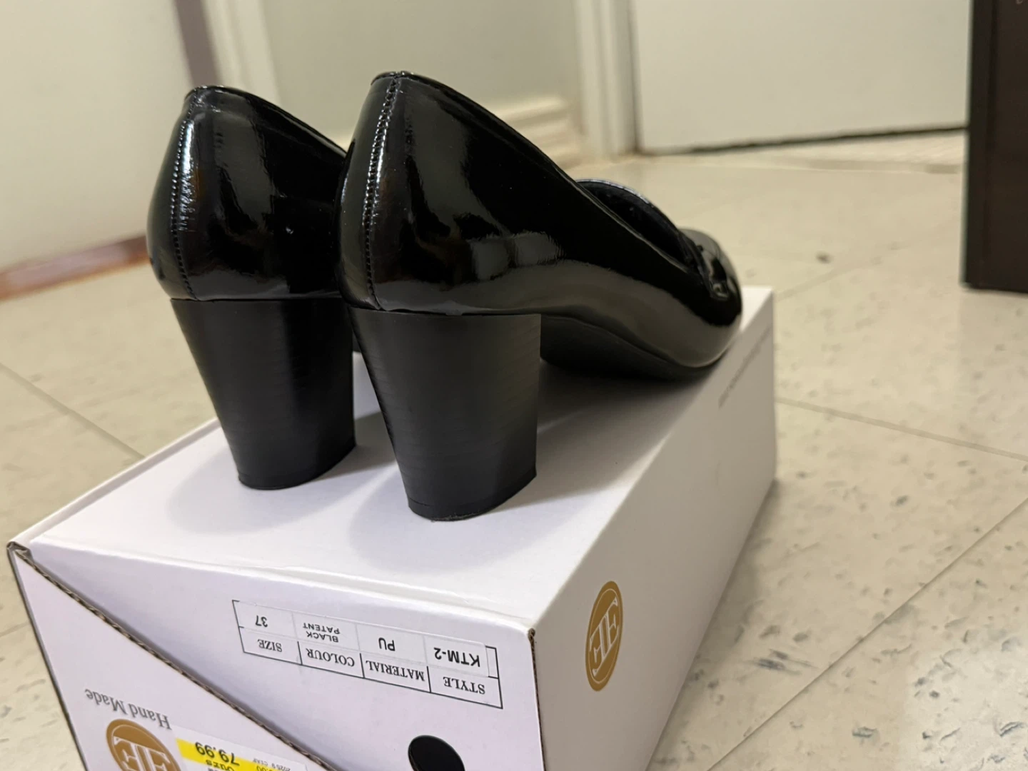 Women's Black Patent Loafer Heels - photo 3