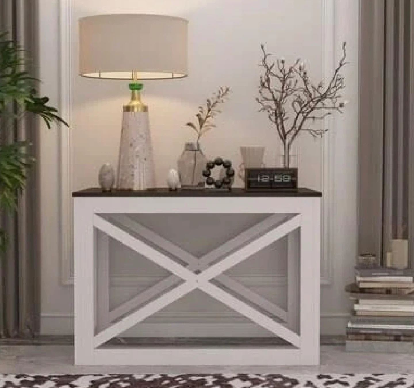 Modern End Table with Storage, White