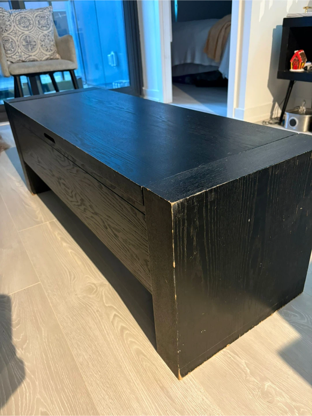 Black Wooden Storage Chest