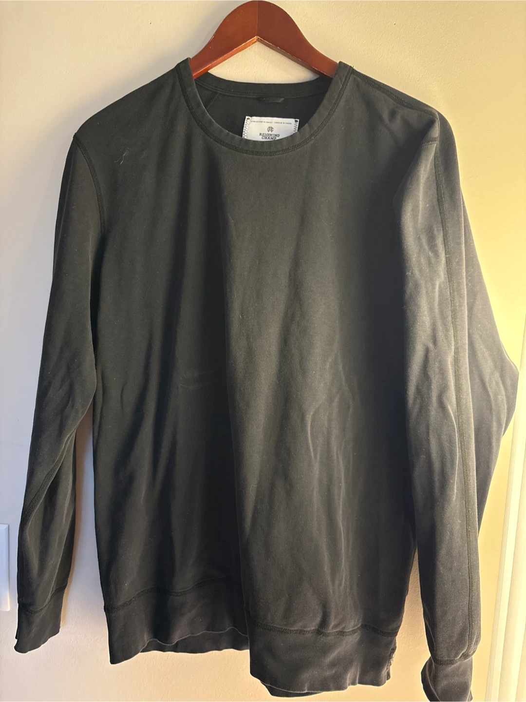 Reigning Champ Crewneck Sweatshirt - Black - Size L - photo 2