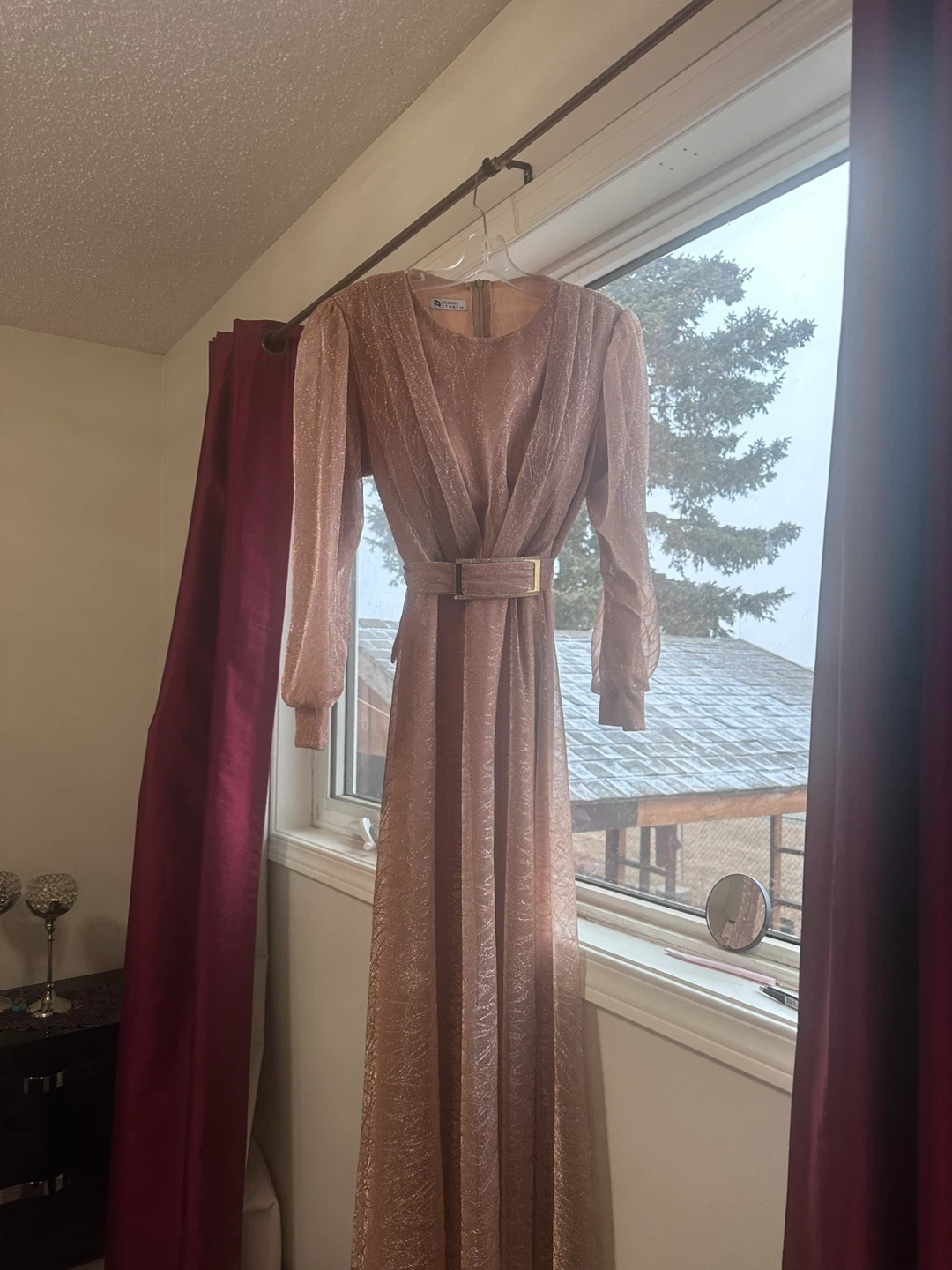 DÜZENLİ STORE 46 Long Sleeve Belted Sparkle Dress - photo 4