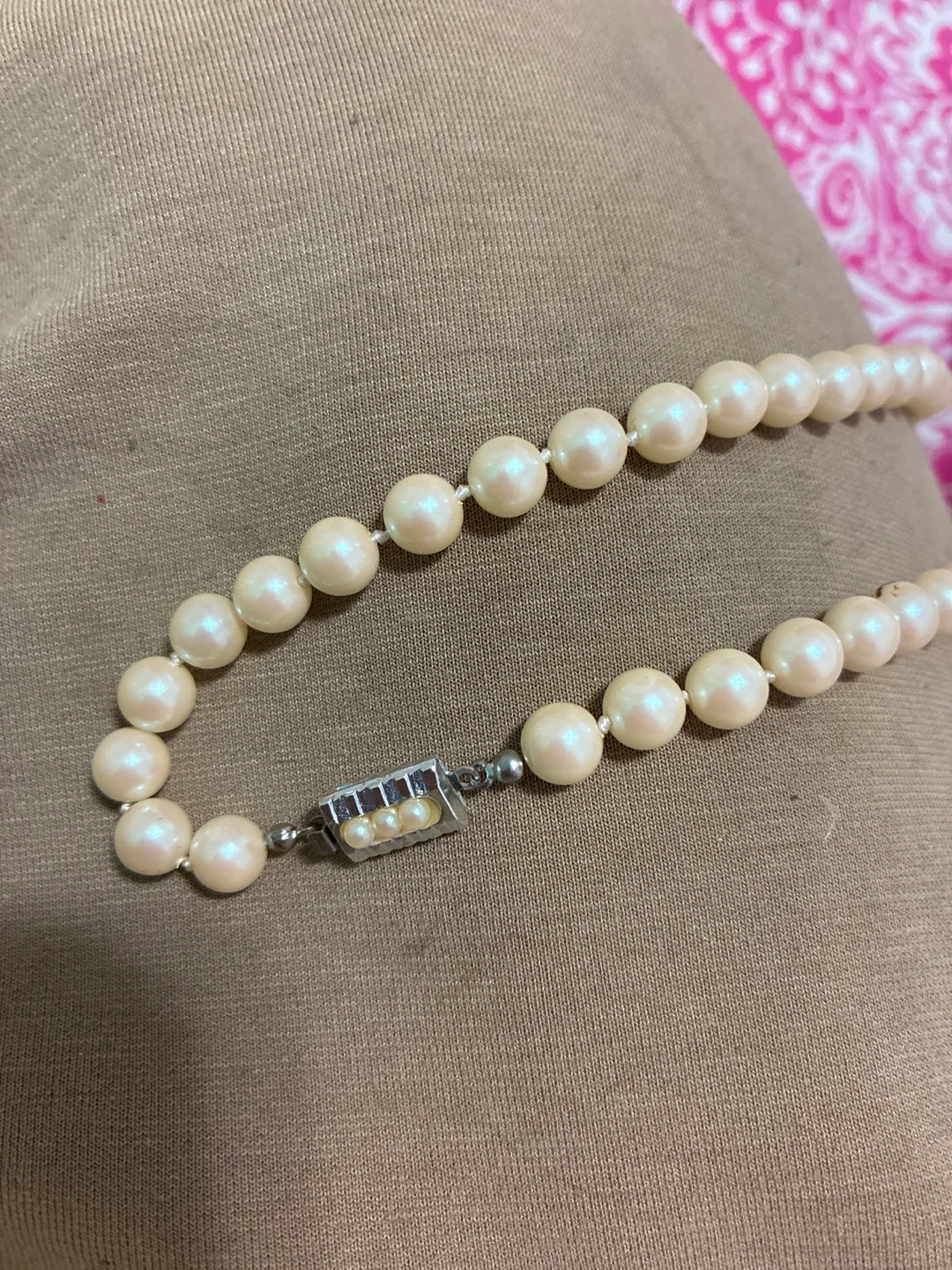 Akoya Pearl Necklace with Rhinestone Clasp