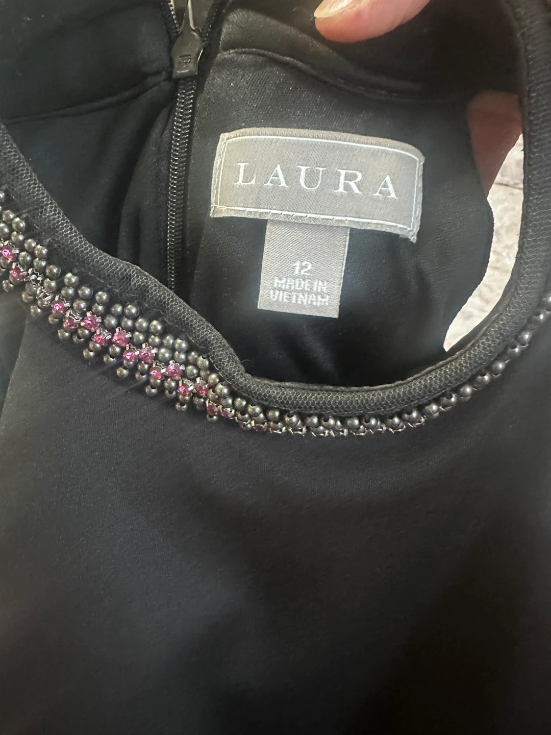LAURA Black & Floral Embellished Neckline Dress Size 12 - photo 4