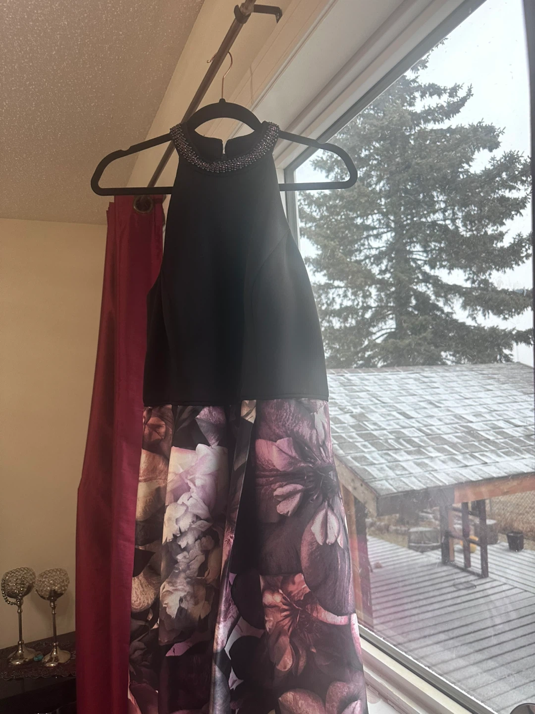 LAURA Black & Floral Embellished Neckline Dress Size 12 - photo 2