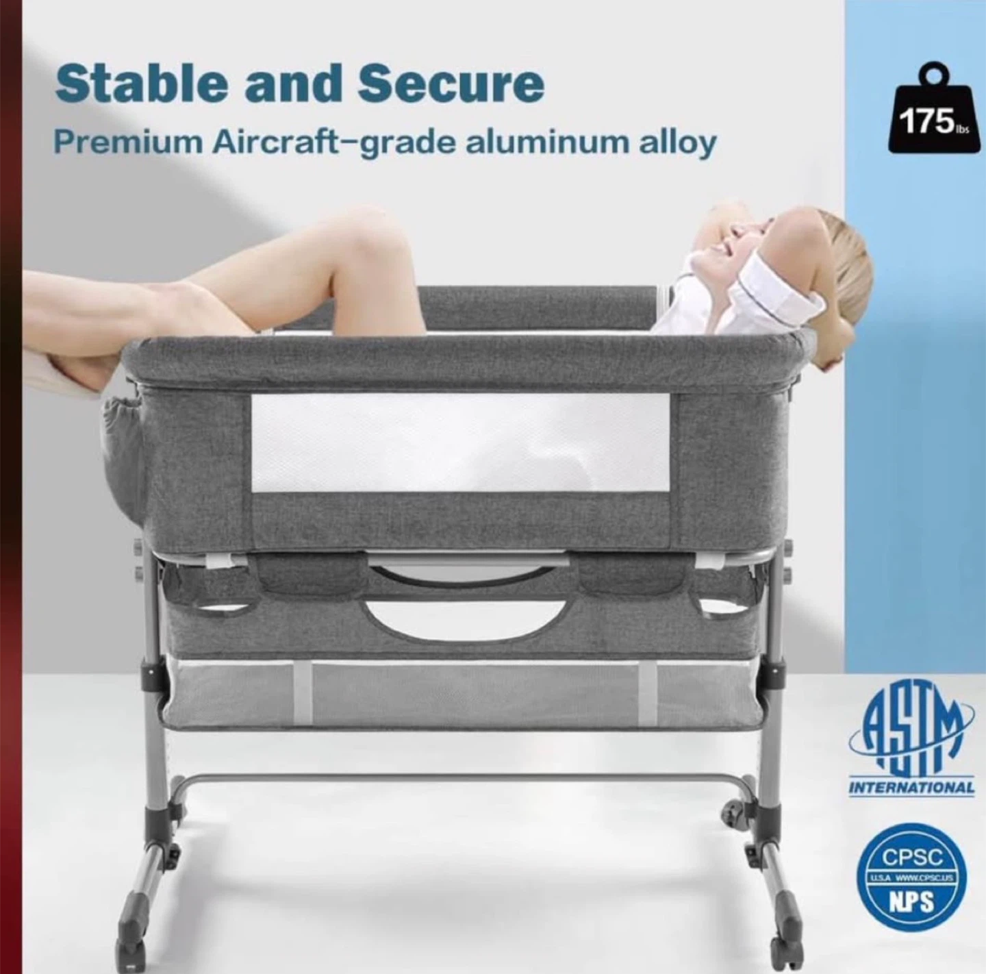 Grey Anti-Reflux Baby Bassinet - photo 3