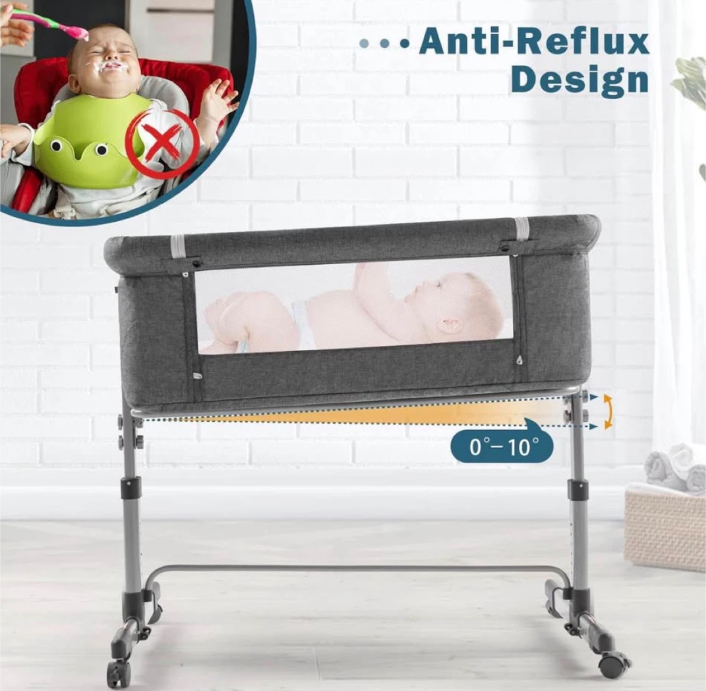 Grey Anti-Reflux Baby Bassinet - photo 4