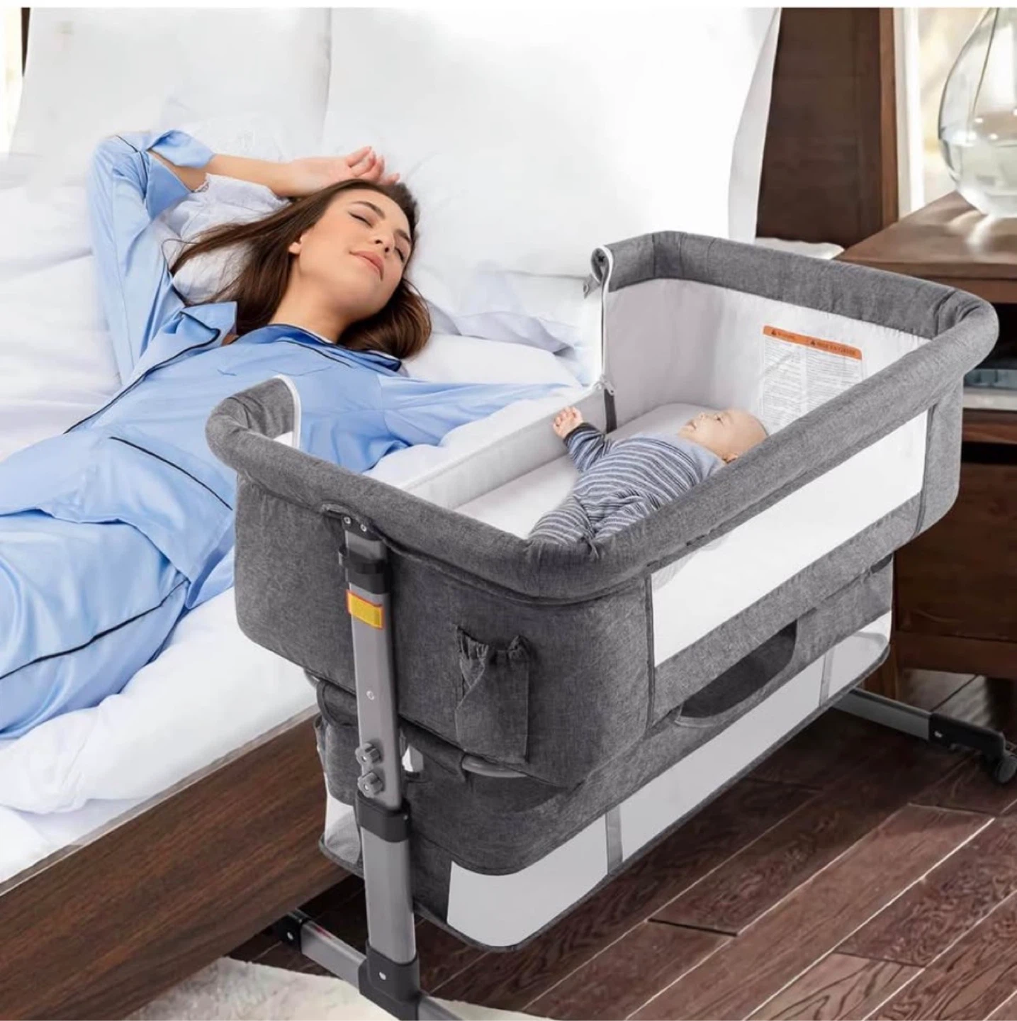 Grey Anti-Reflux Baby Bassinet