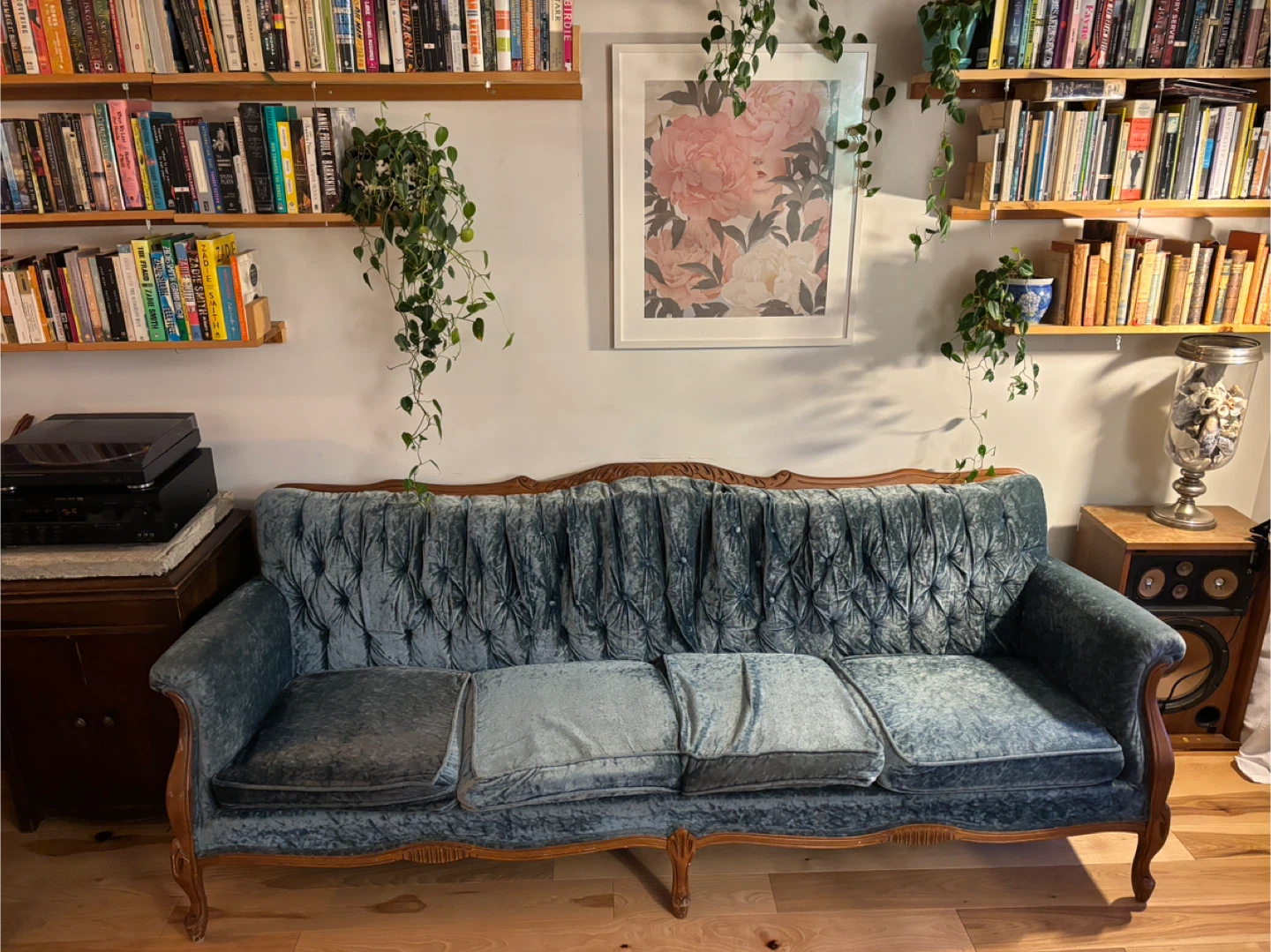 Antique Velvet Tufted Sofa