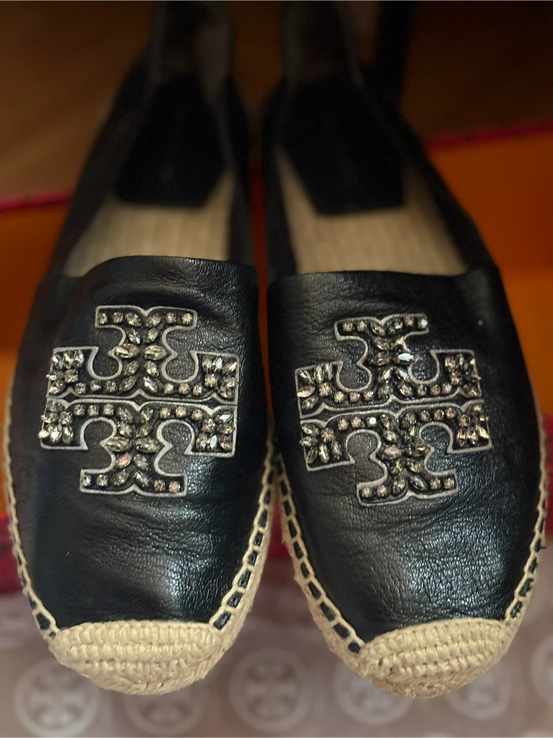 Tory Burch Black Leather Espadrille Flats - photo 5