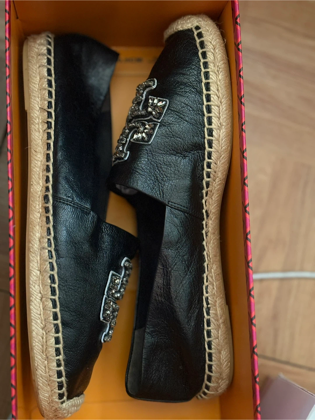 Tory Burch Black Leather Espadrille Flats - photo 4