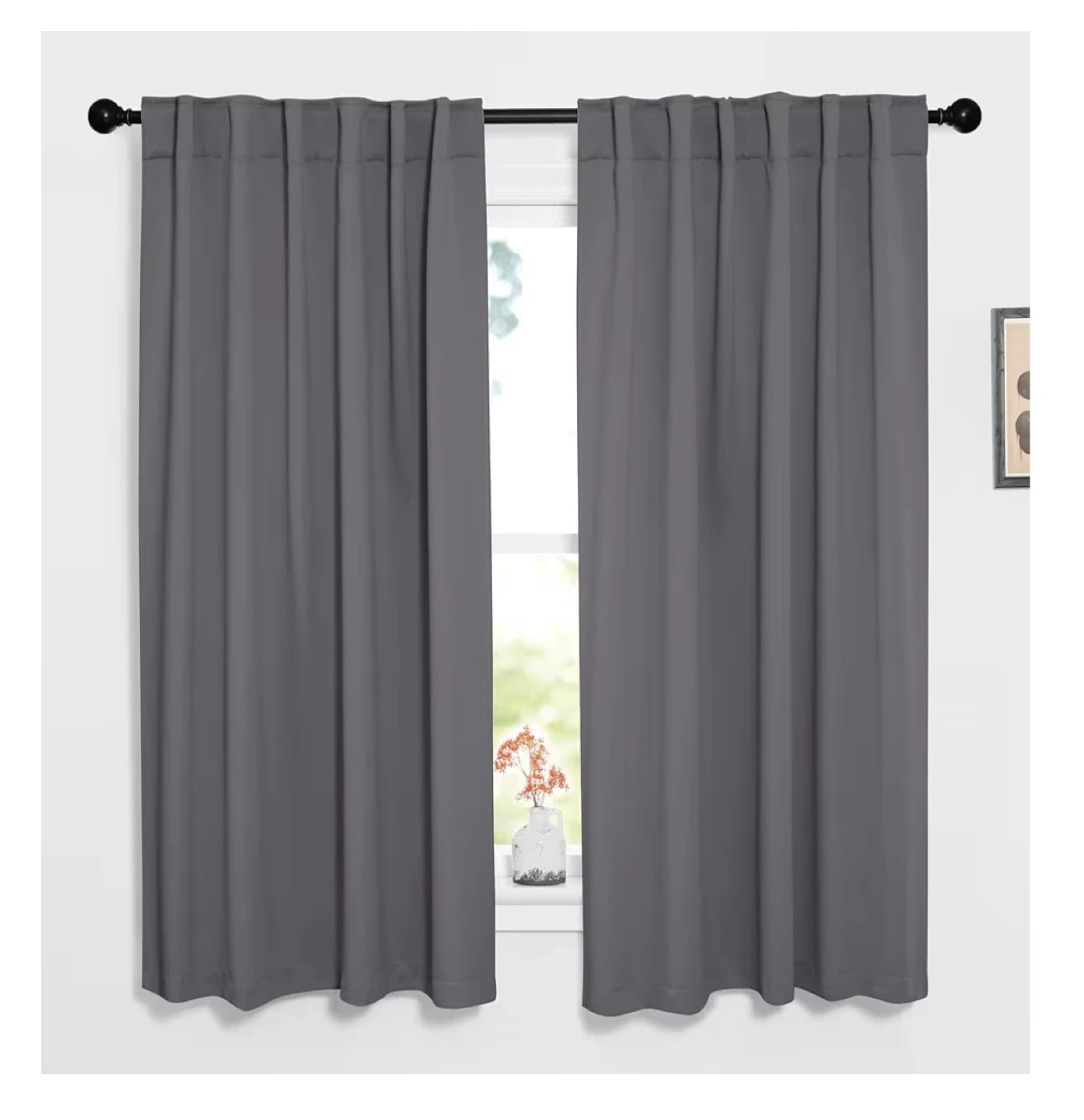 Grey drapes. Microfibre. From Amazon.