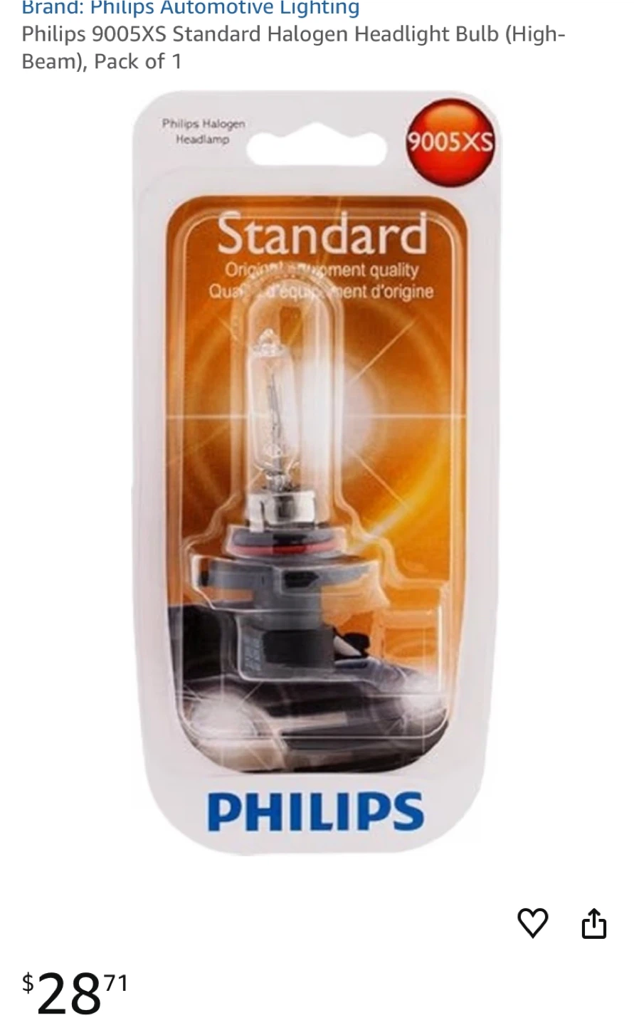 Philips 9005XS Standard Halogen Headlight Bulb