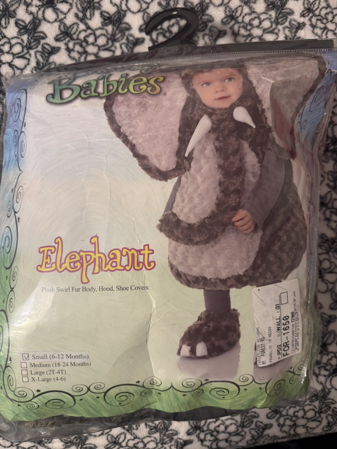 "Elephant" Plush Swirl Fur Costume Hood, Body & Shoe Covers