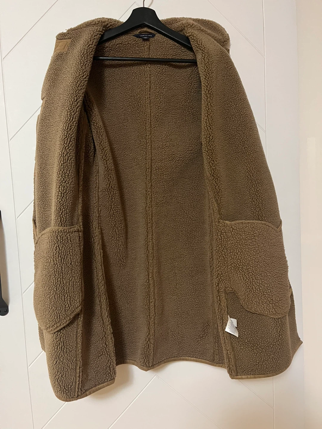 Lands' End Faux Suede Sherpa Lined Coat - Brown - photo 4