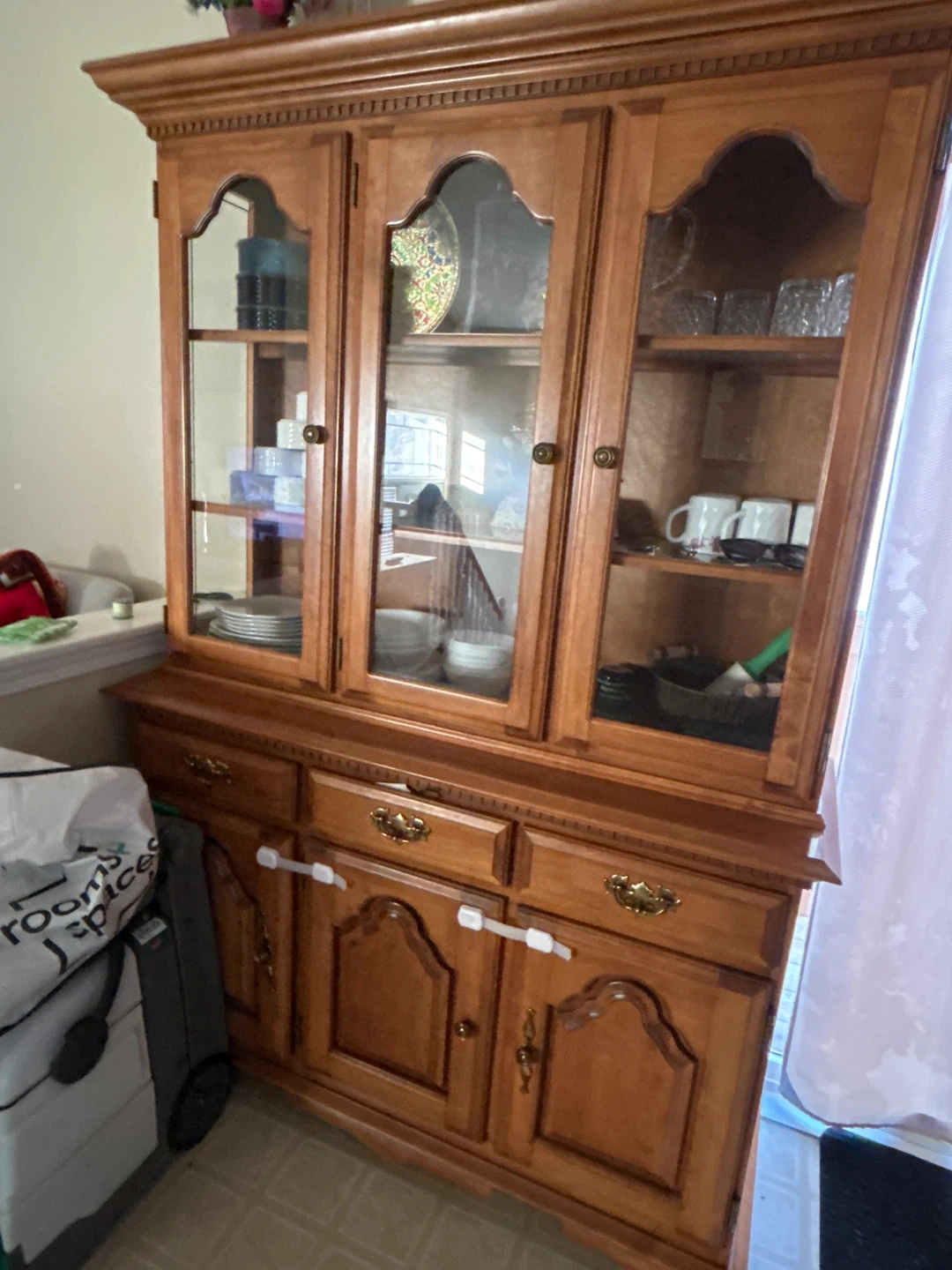 Wooden China Cabinet with Glass Doors