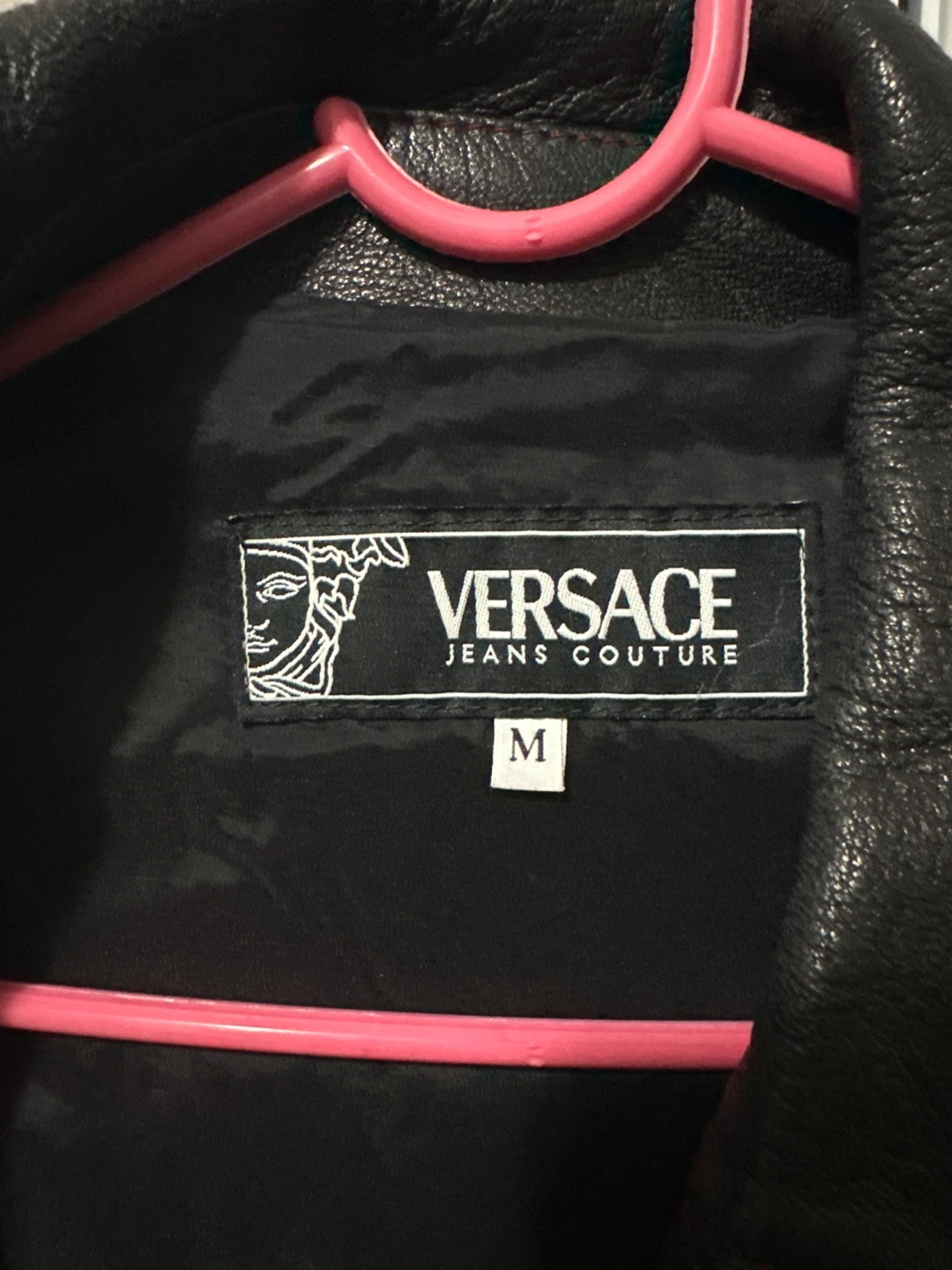 Versace Jeans Couture Black Leather Jacket Size M - photo 4