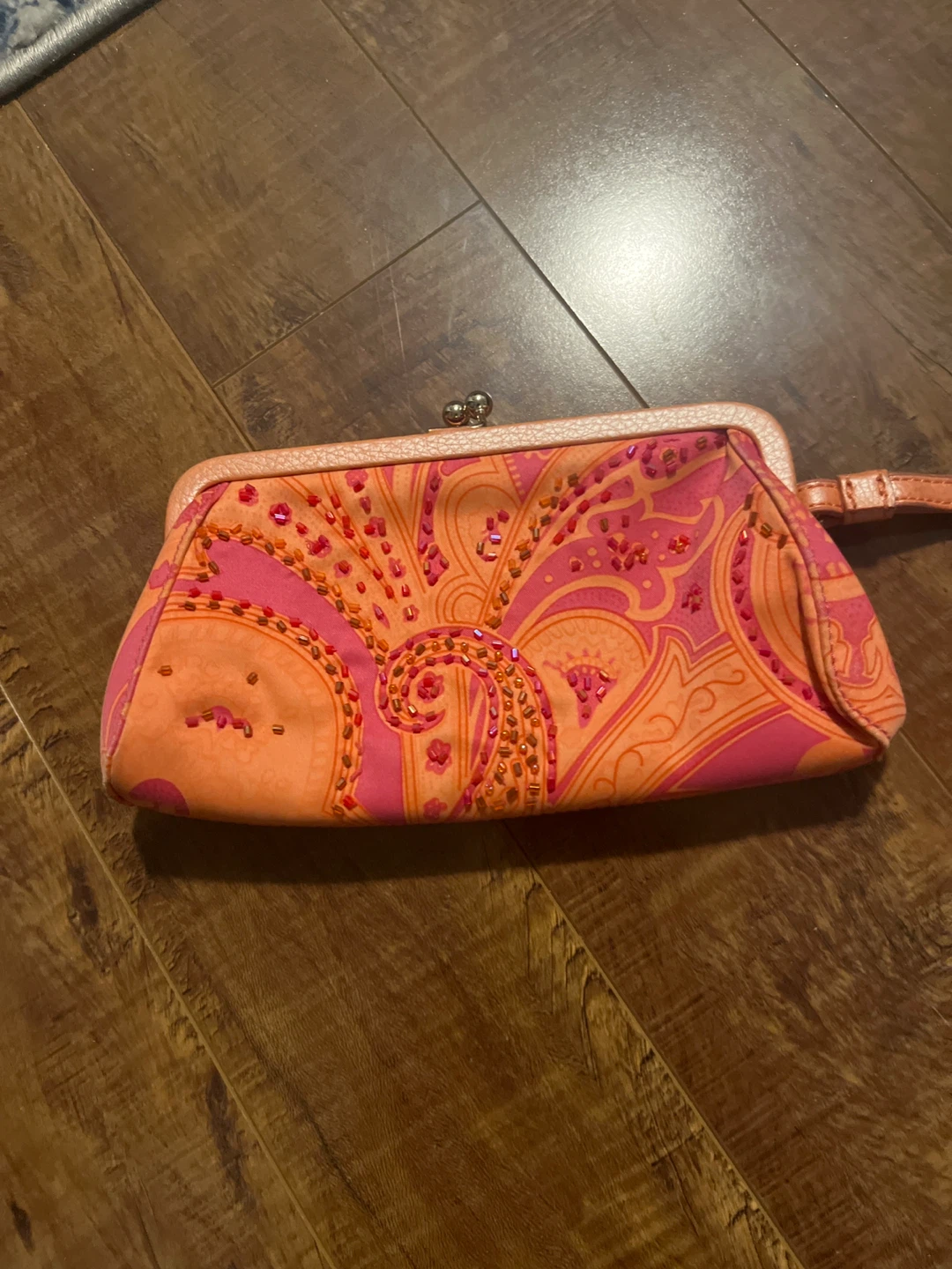 Orange and Pink Beaded Clutch Purse