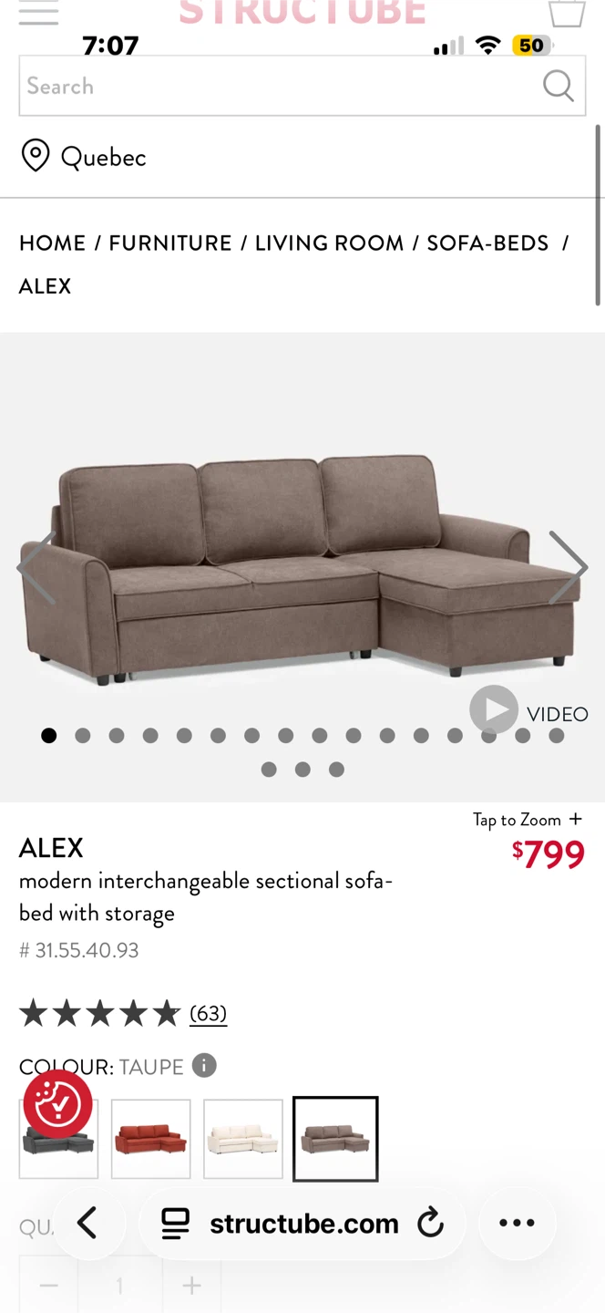 Structube Sectional Sofa-Bed - photo 4
