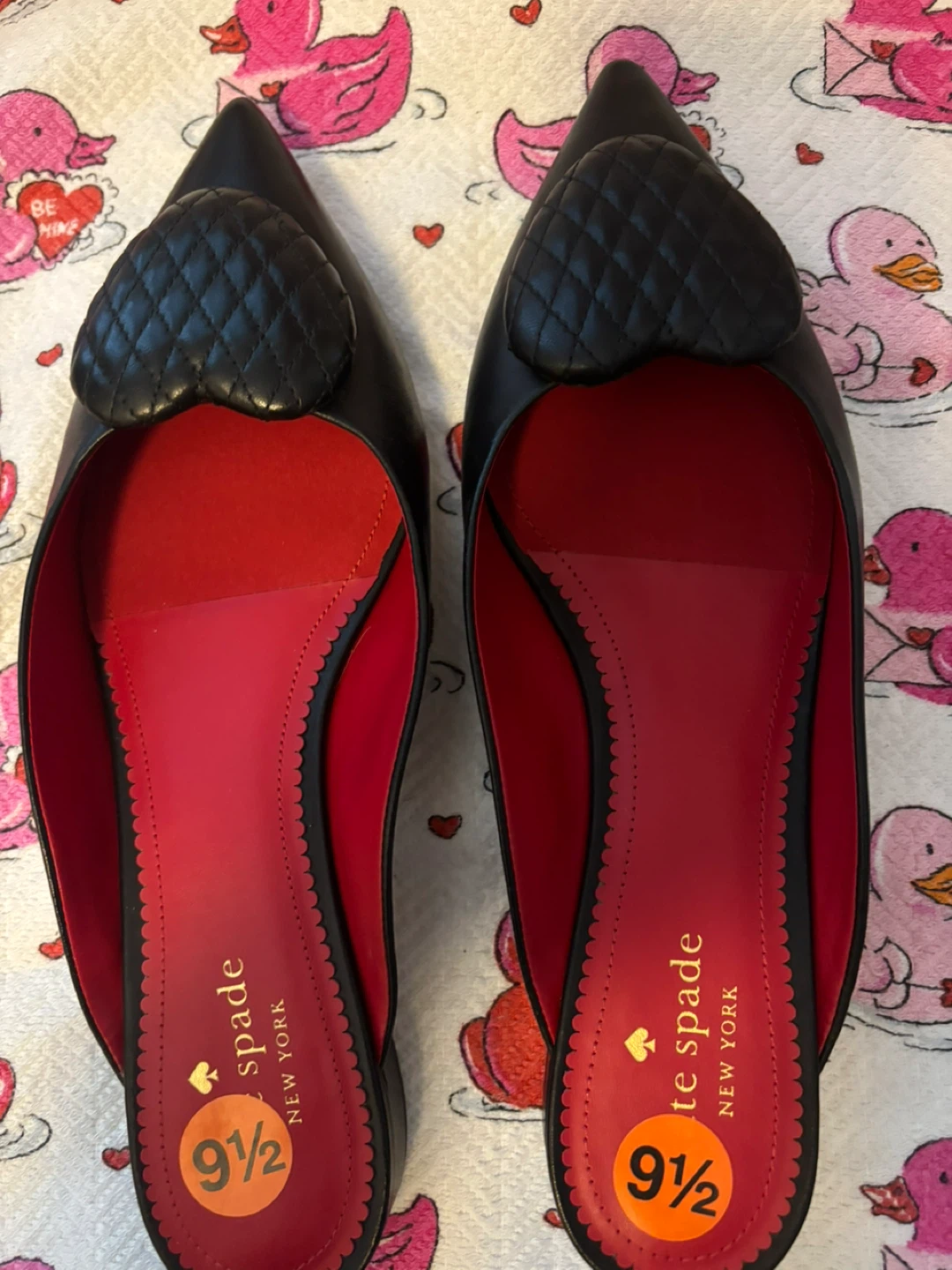 Kate Spade Black Heart Mules - Size 8B