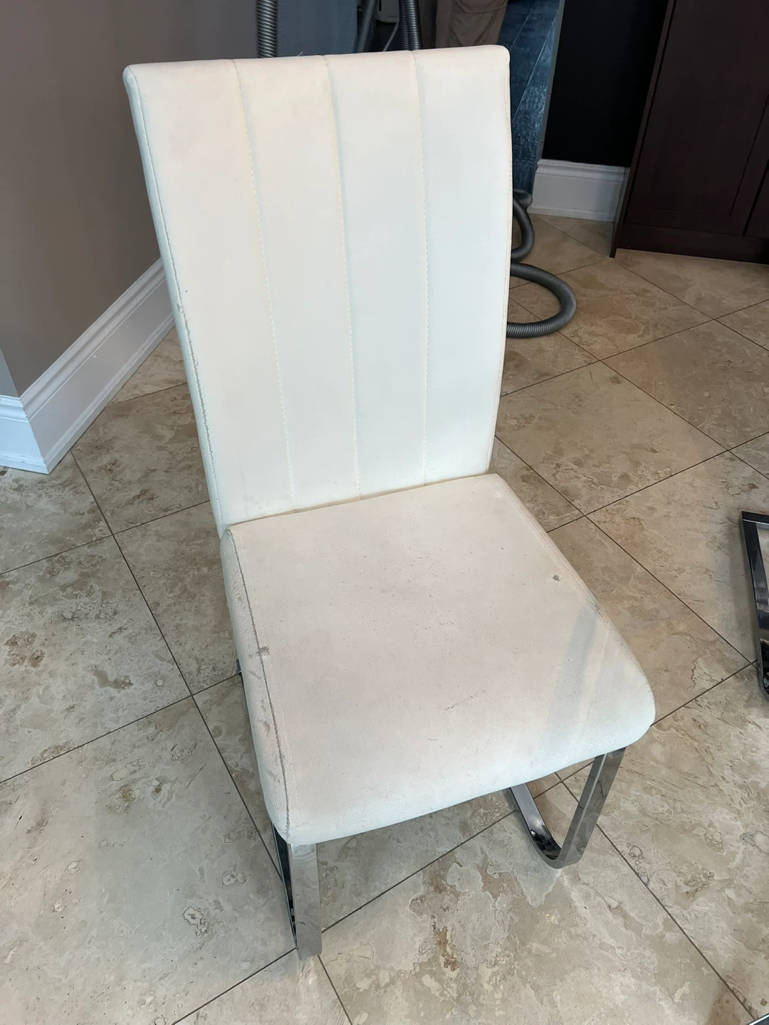White Faux Leather Dining Chair 4x - photo 3