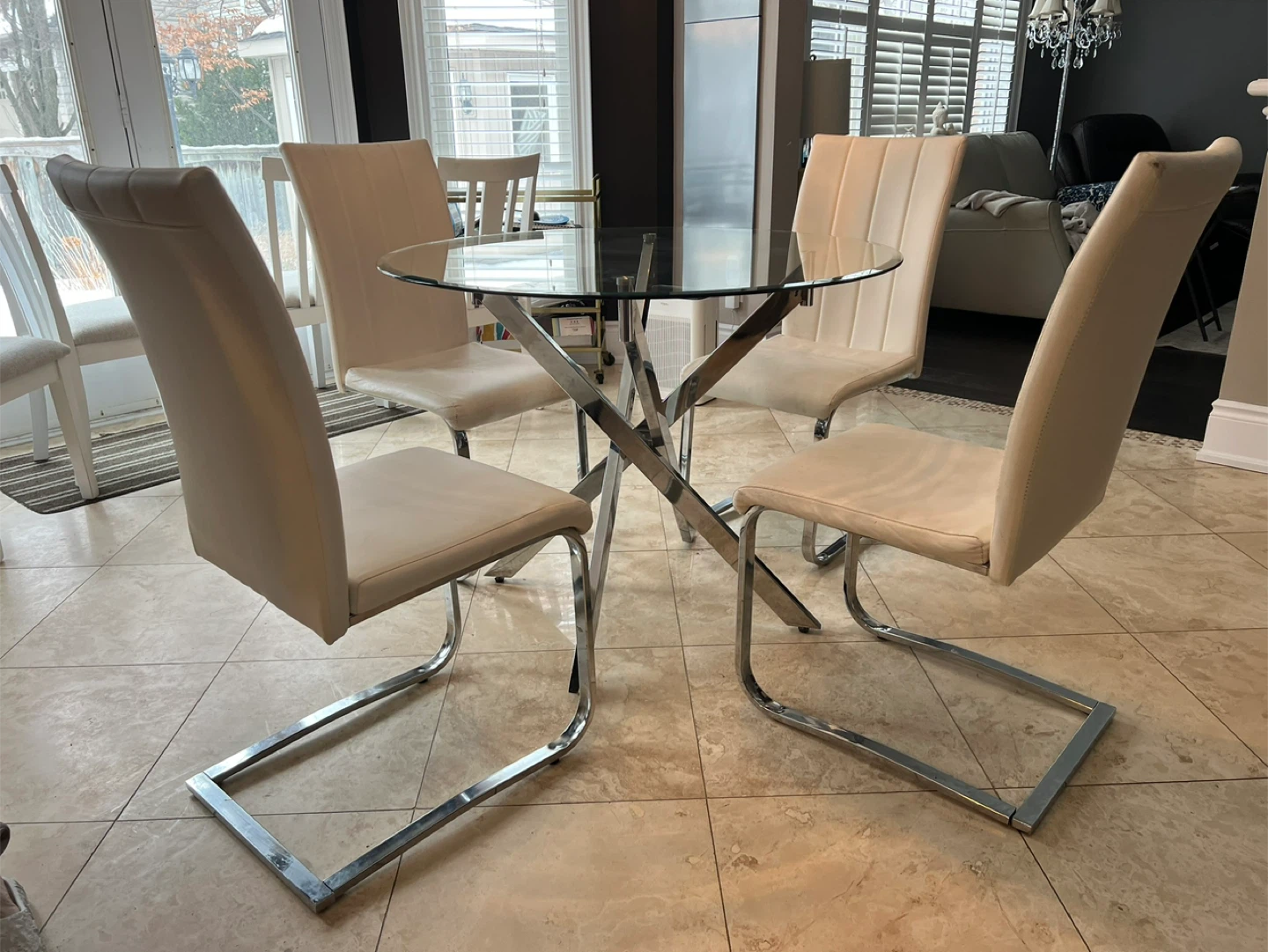 White Faux Leather Dining Chair 4x - photo 2