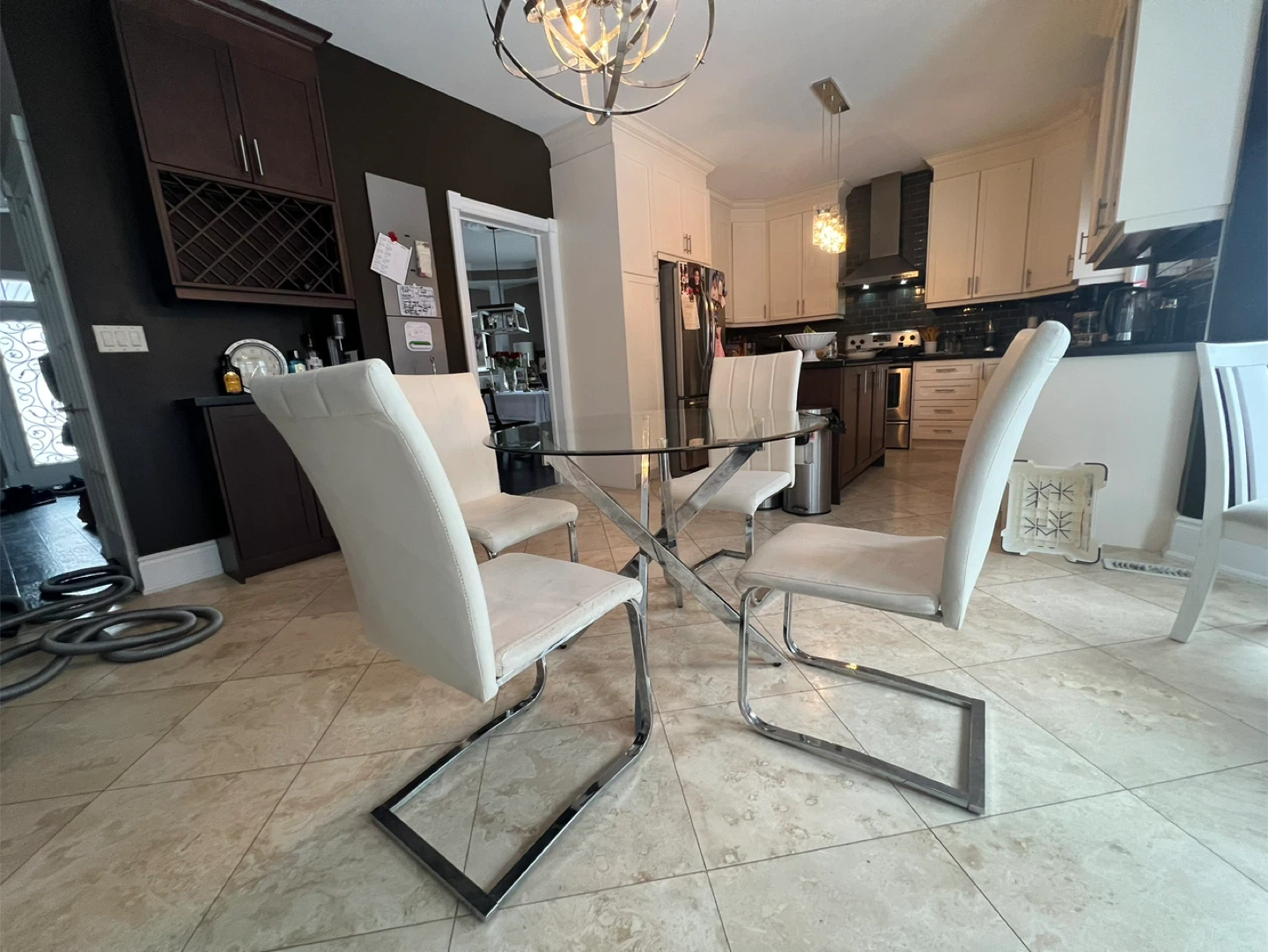White Faux Leather Dining Chair 4x