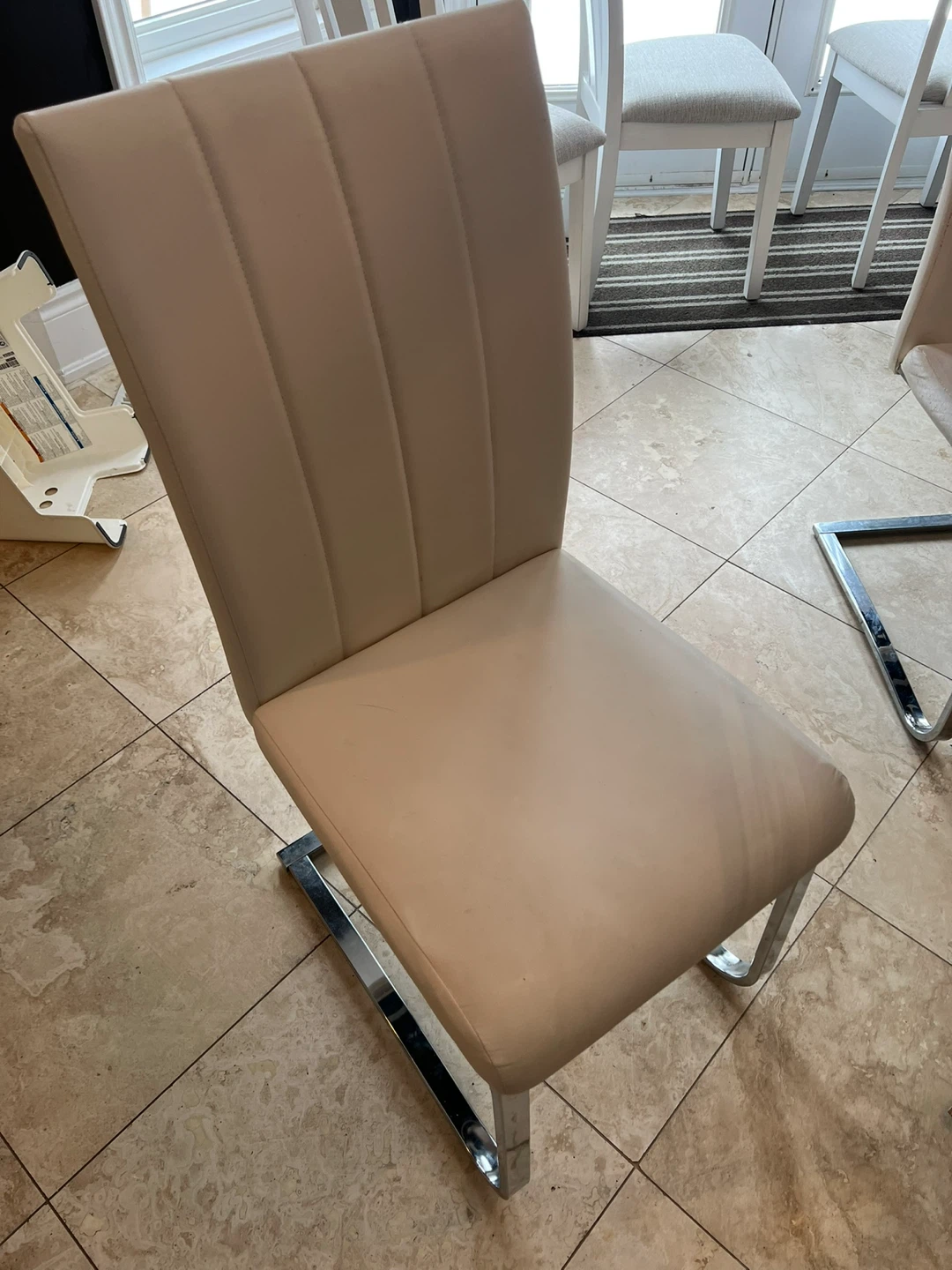 White Faux Leather Dining Chair 4x - photo 5