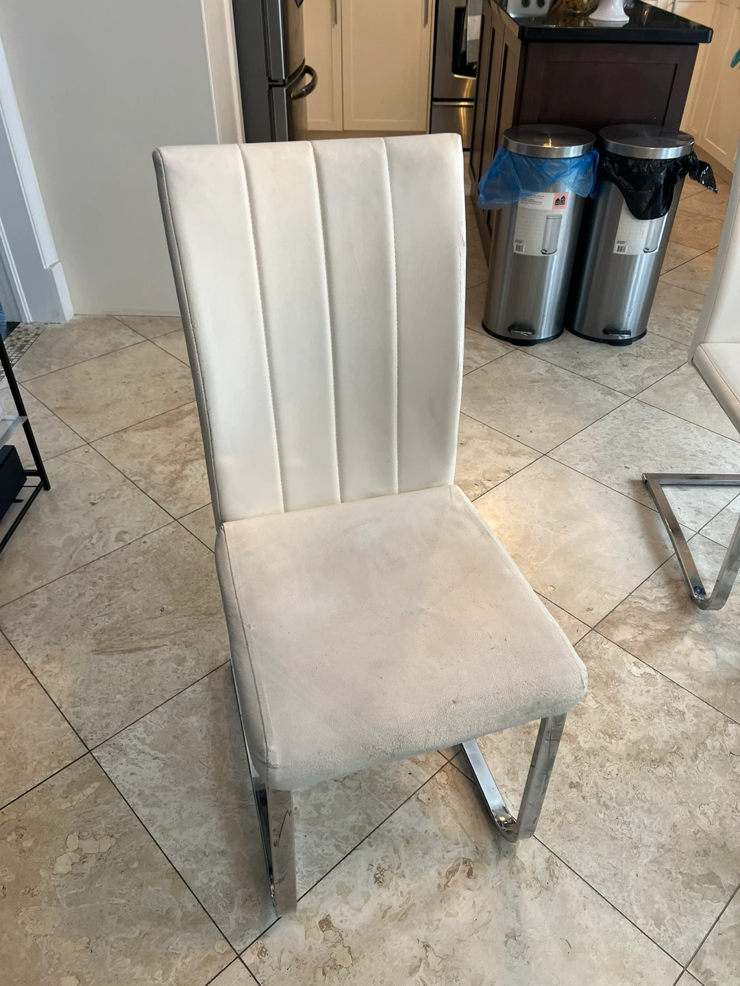 White Faux Leather Dining Chair 4x - photo 4