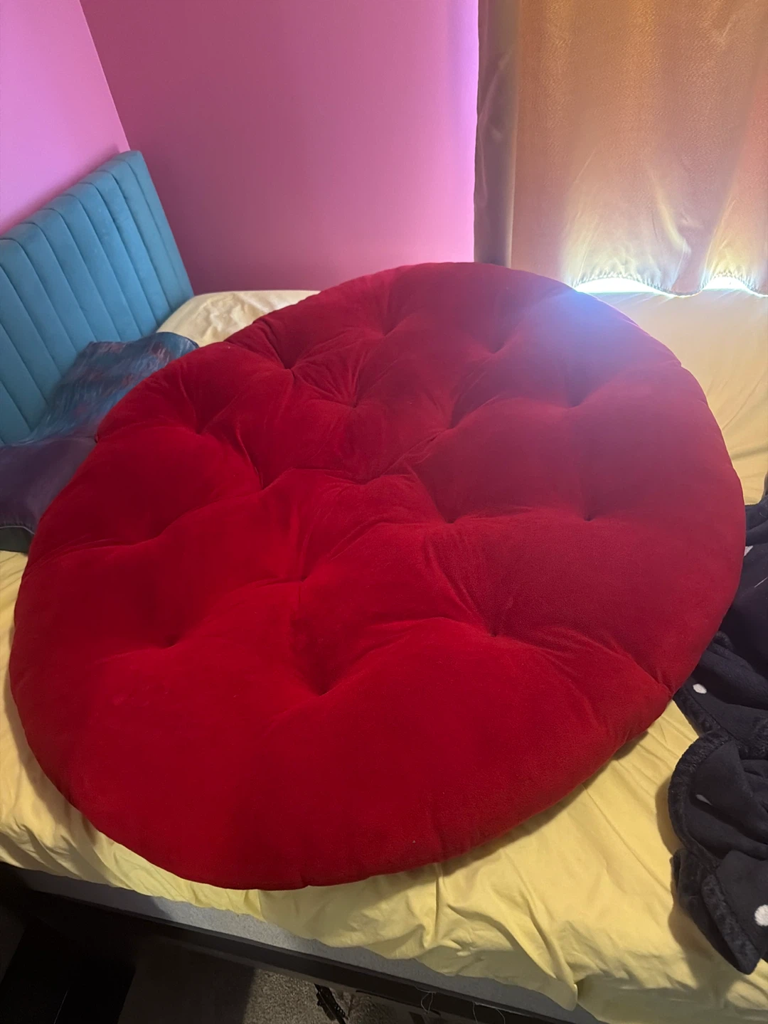 Large Round Tufted Floor Pillow - Red
