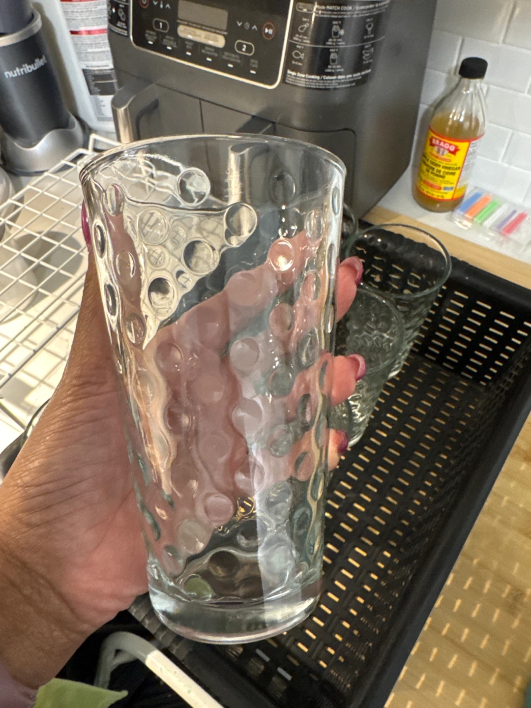 🥕Set of 8 Textured Glass Cups - photo 2