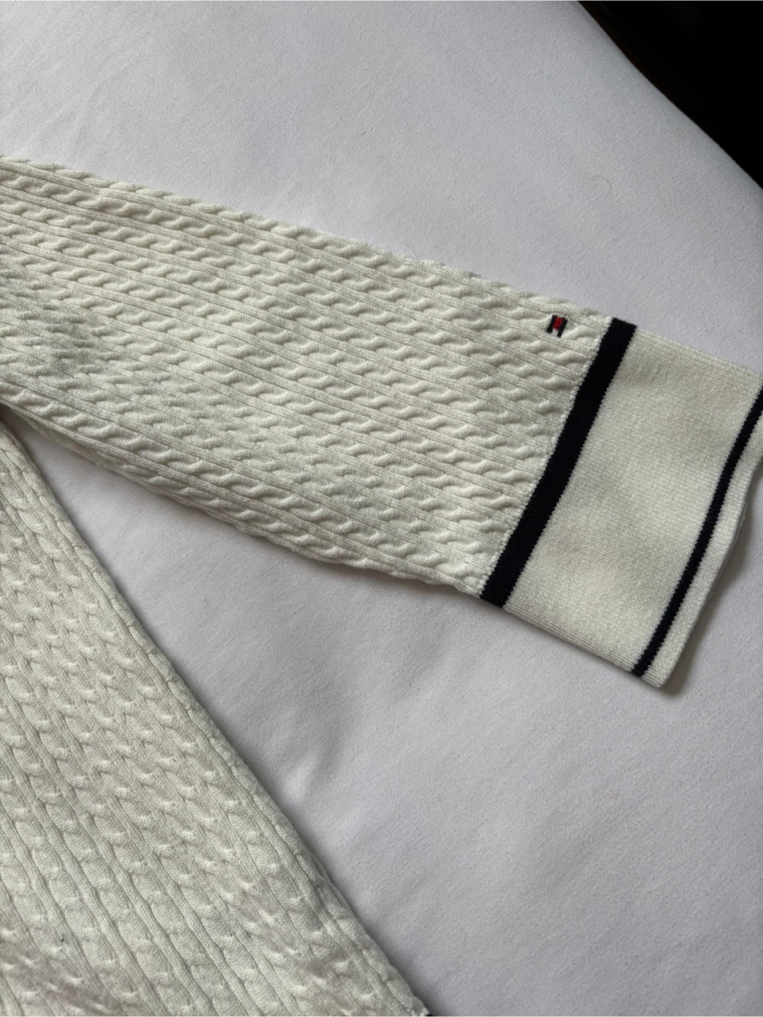 Tommy Hilfiger White Cable Knit Polo Sweater XL - photo 4