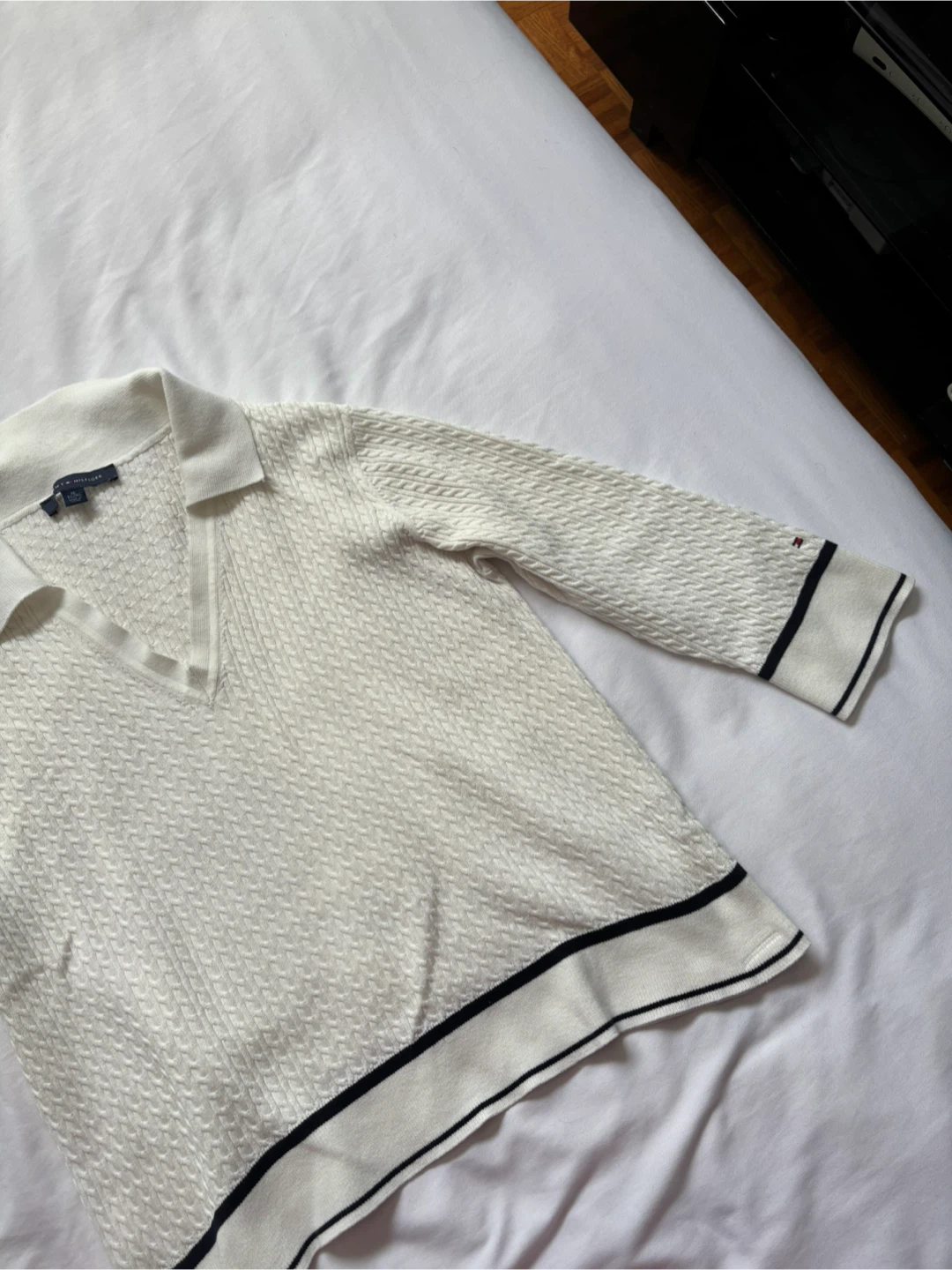 Tommy Hilfiger White Cable Knit Polo Sweater XL - photo 2