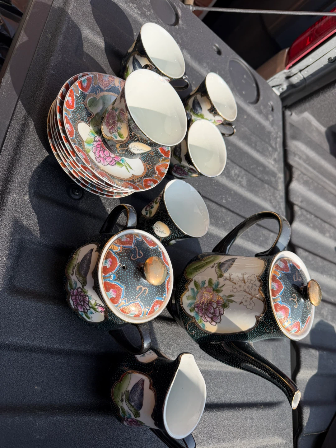 Vintage Ceramic Tea Set with Floral and Bird Design - photo 5
