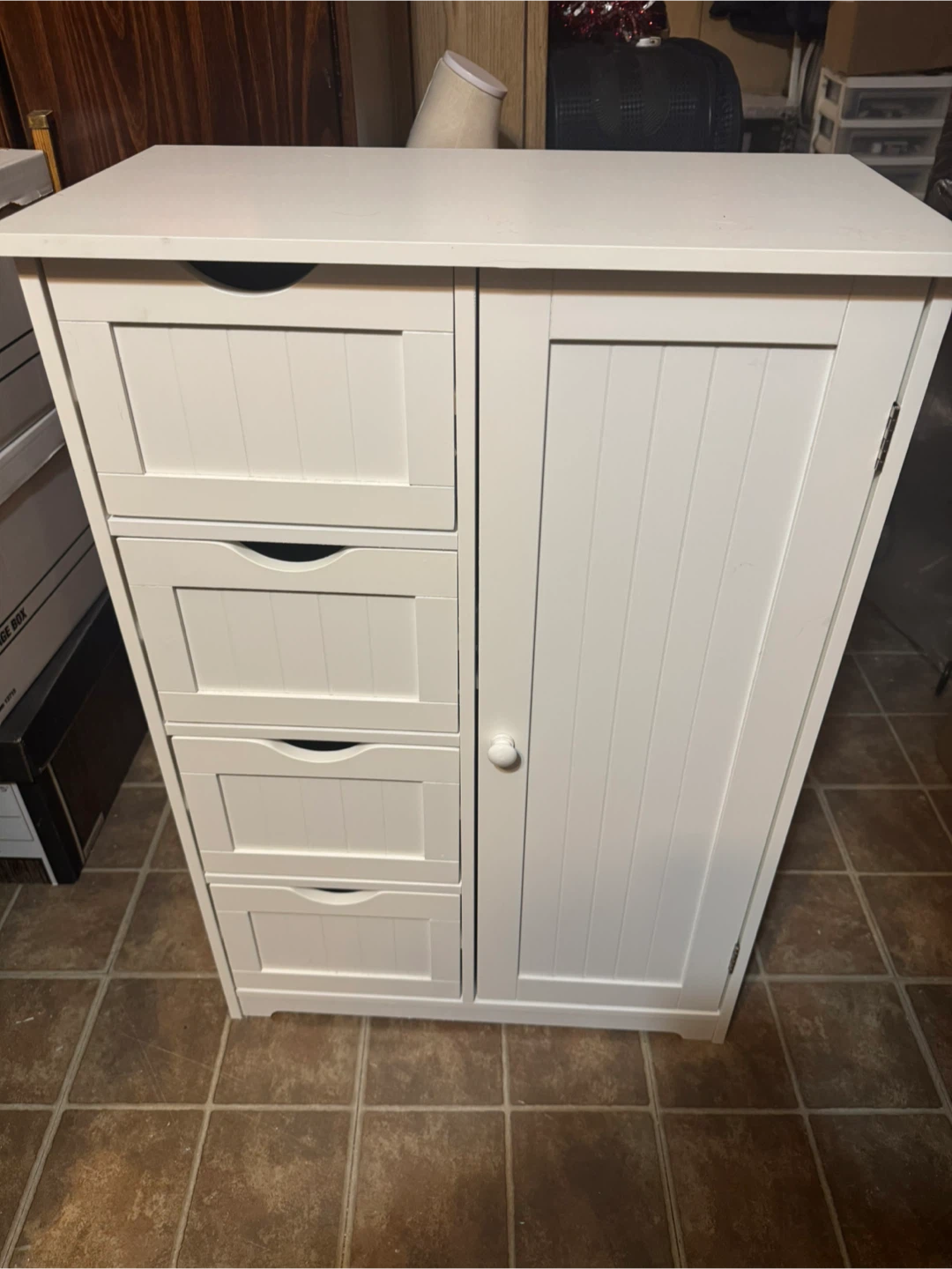 White Storage Cabinet with Doors and Drawers - photo 2