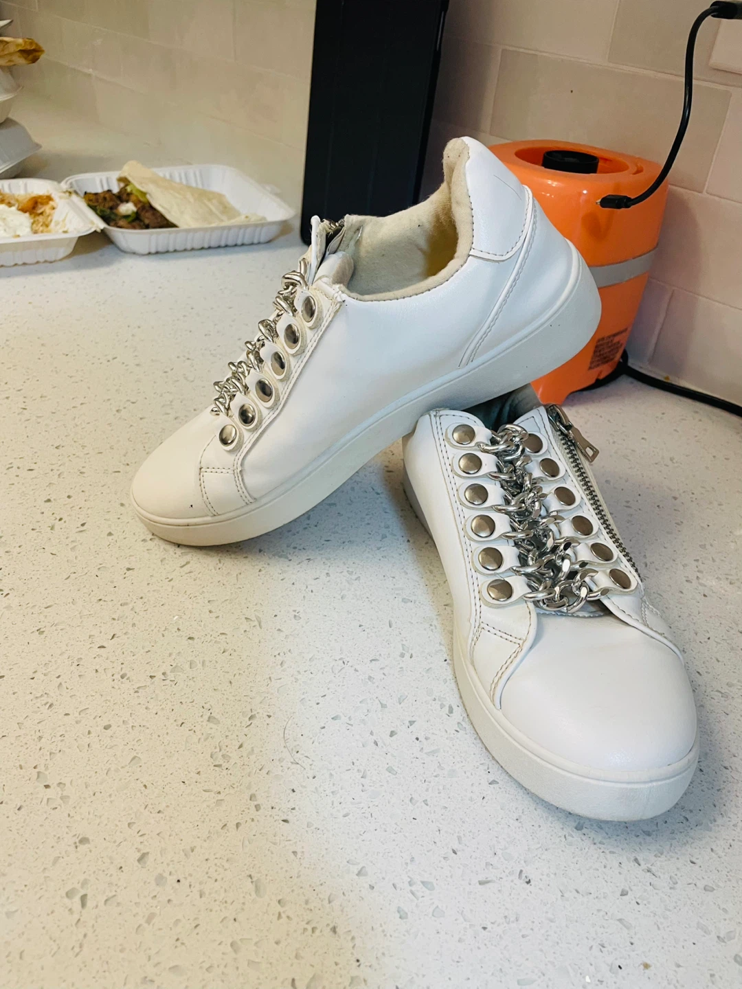 White Chain Detail Sneakers - photo 2