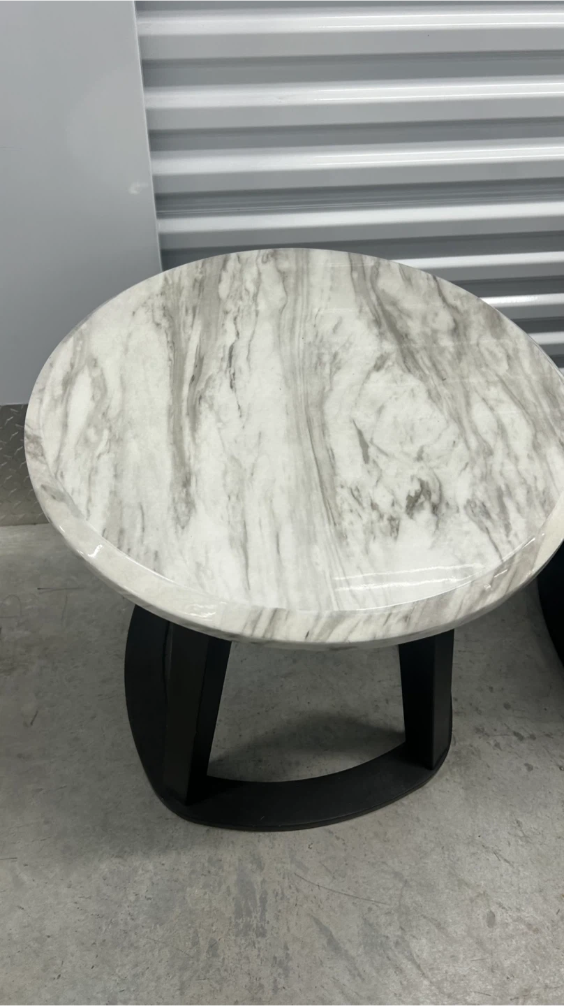 Set of 2 Round Marble Top Side Tables - photo 4