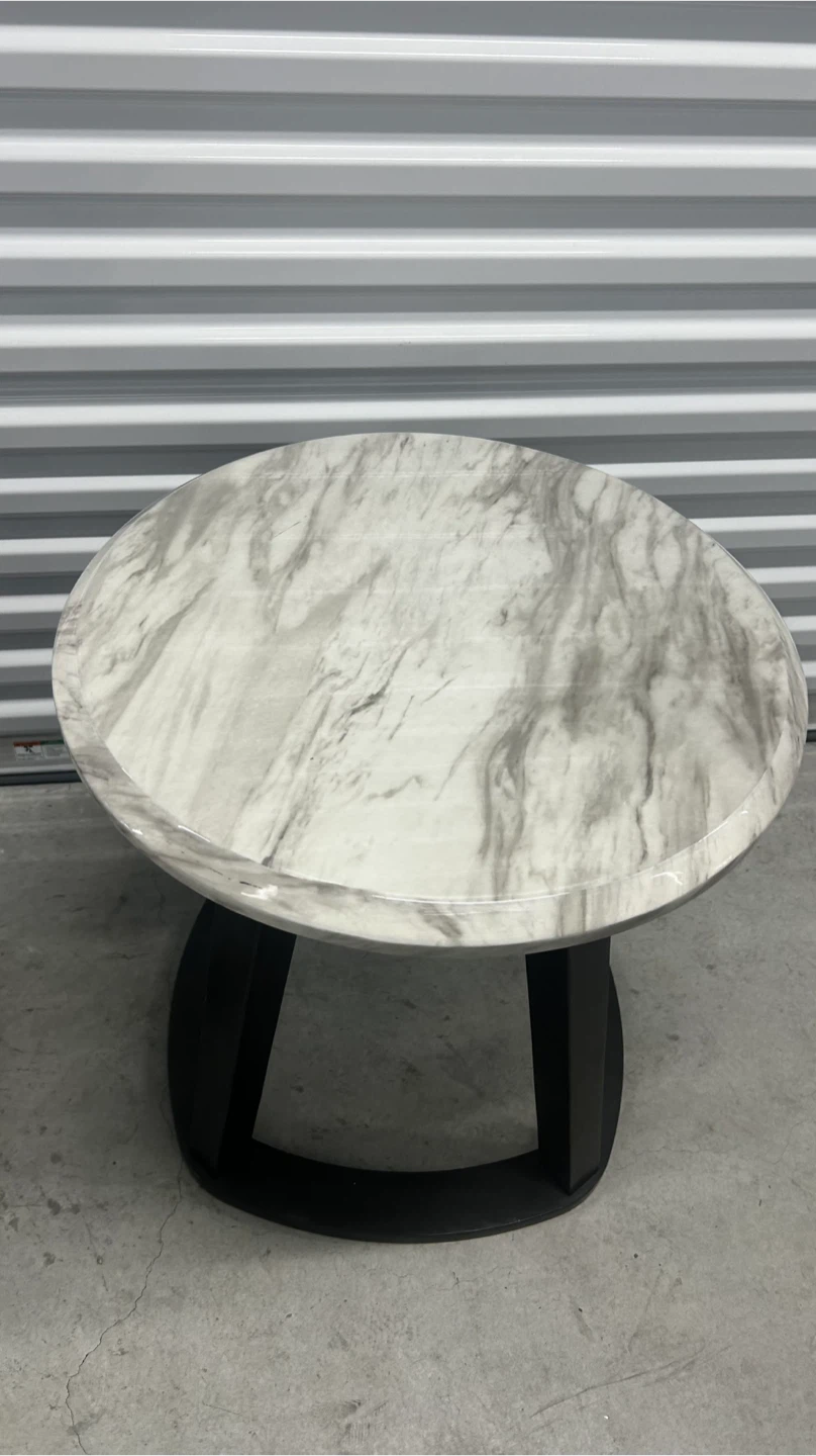 Set of 2 Round Marble Top Side Tables