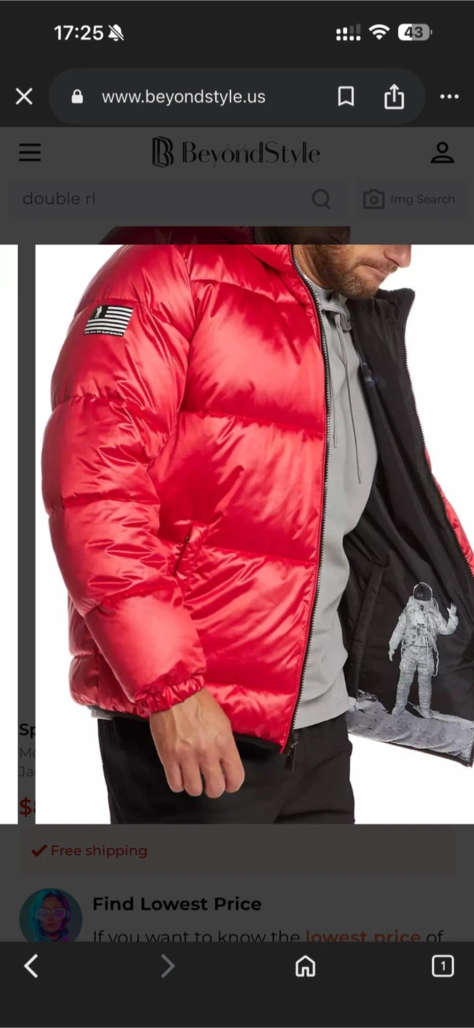 Red NASA Puffer Jacket with Space Print Lining - photo 2