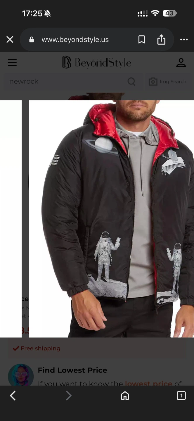 Red NASA Puffer Jacket with Space Print Lining - photo 4
