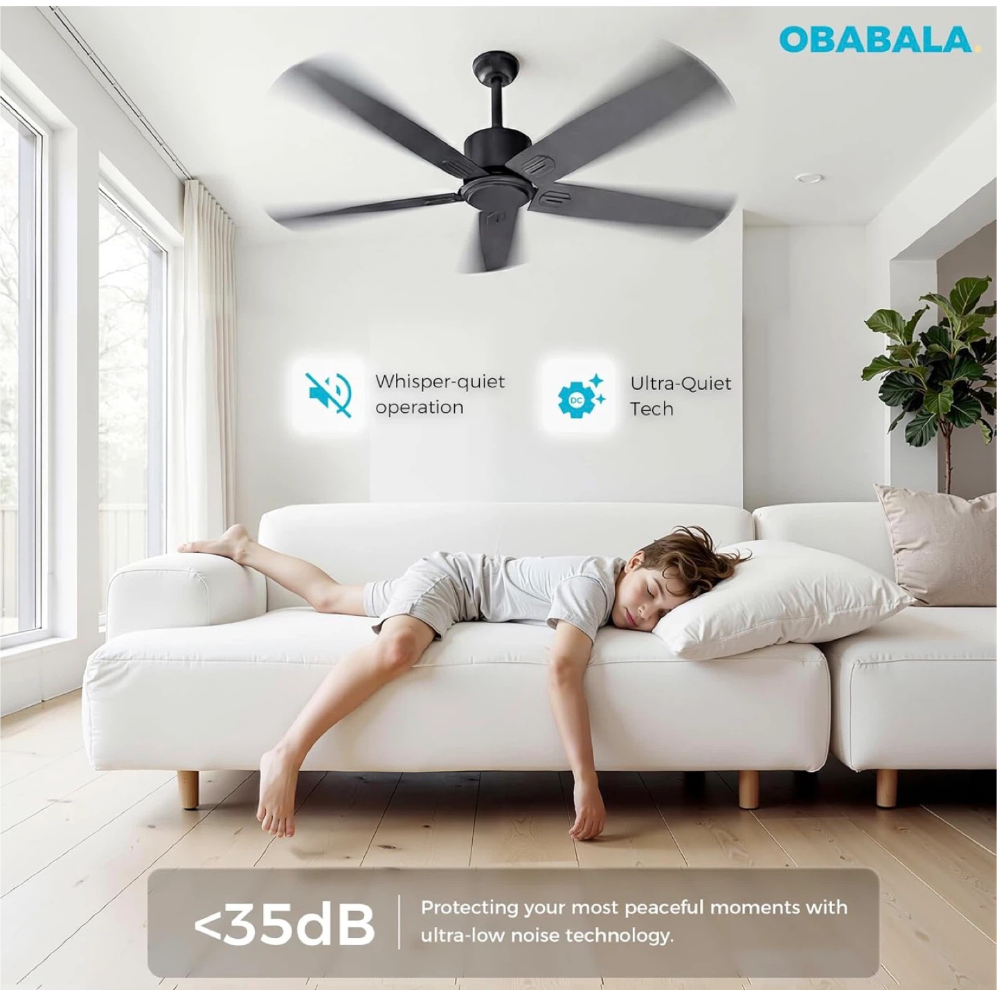 52" Black Ceiling Fan with Remote & App Control - photo 3