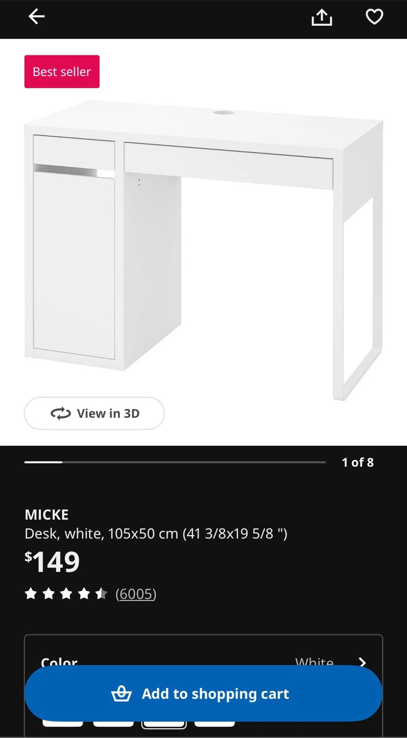IKEA MICKE Desk - White - photo 2
