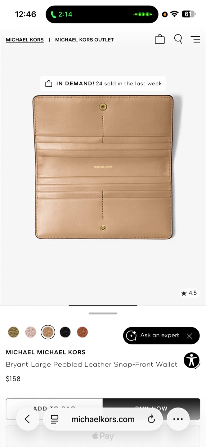 Michael Kors Bryant Large Pebbled Leather Snap-Front Wallet - photo 2