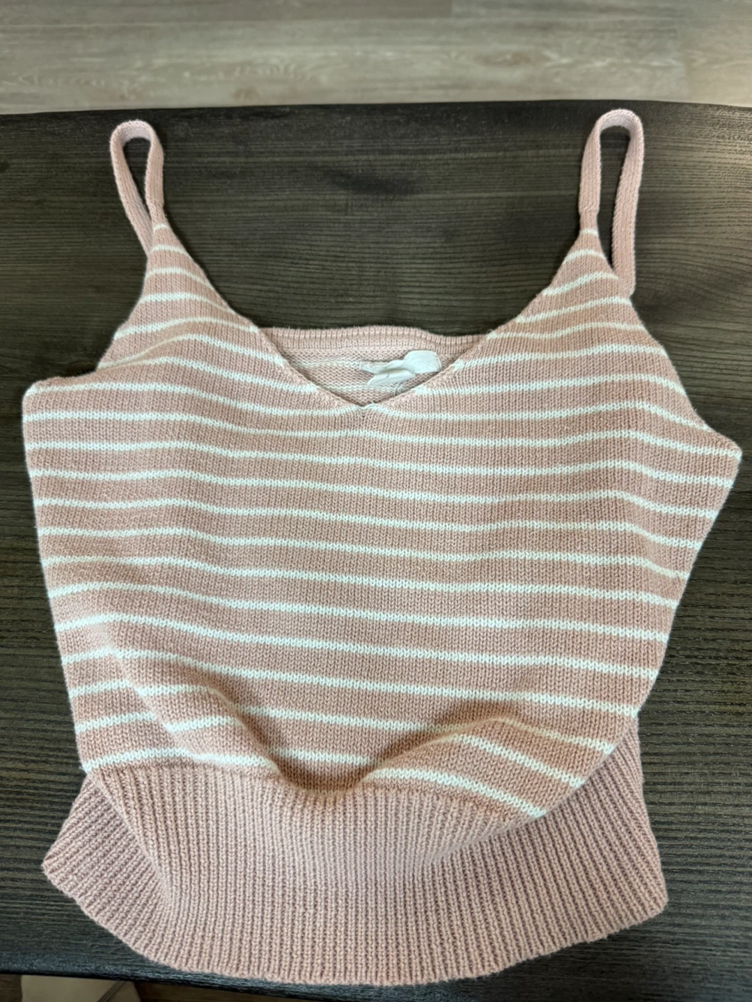 Pink Striped Knit Tank Top