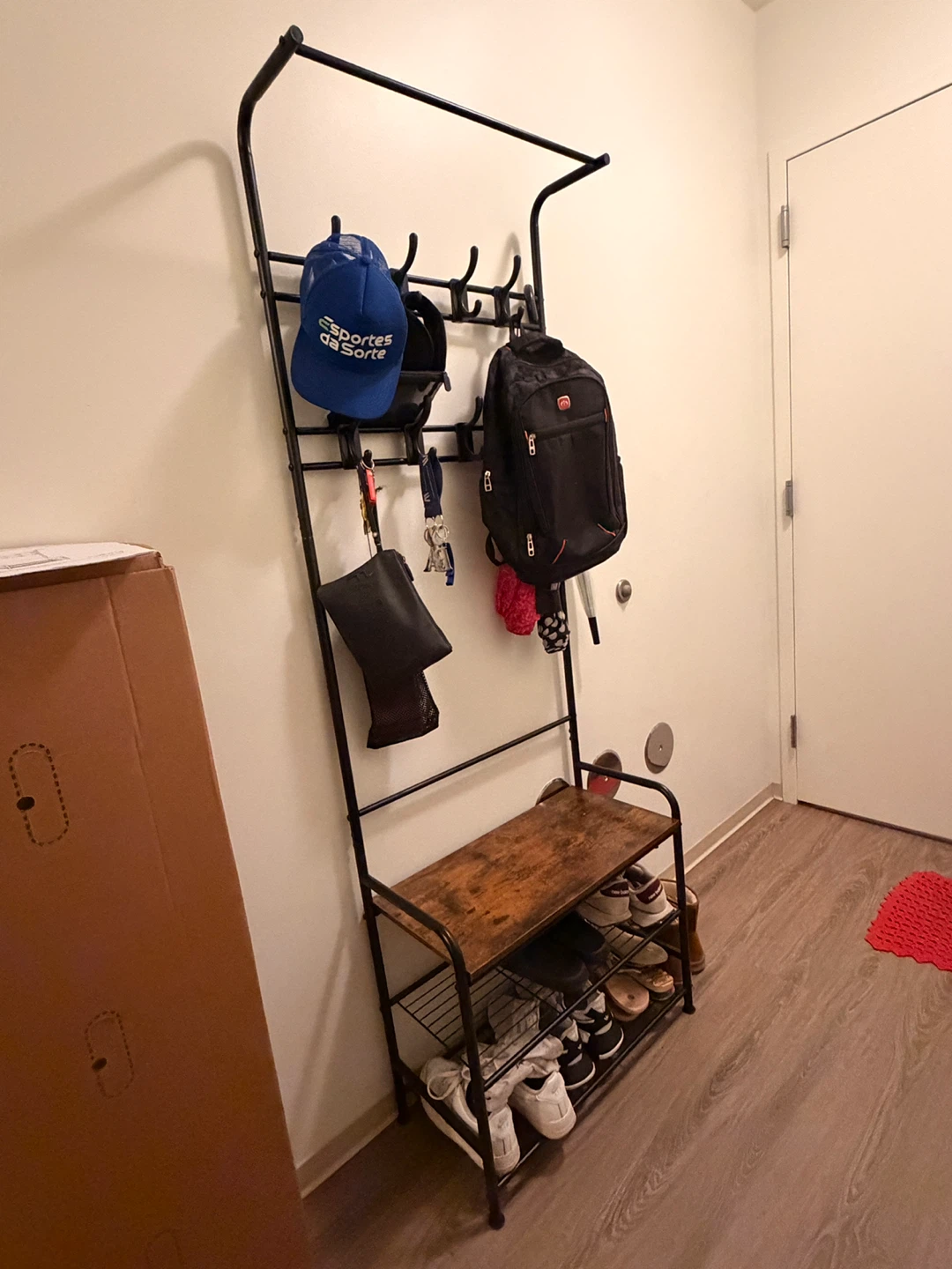 4-in-1 Entryway Coat Rack with Shoe Bench