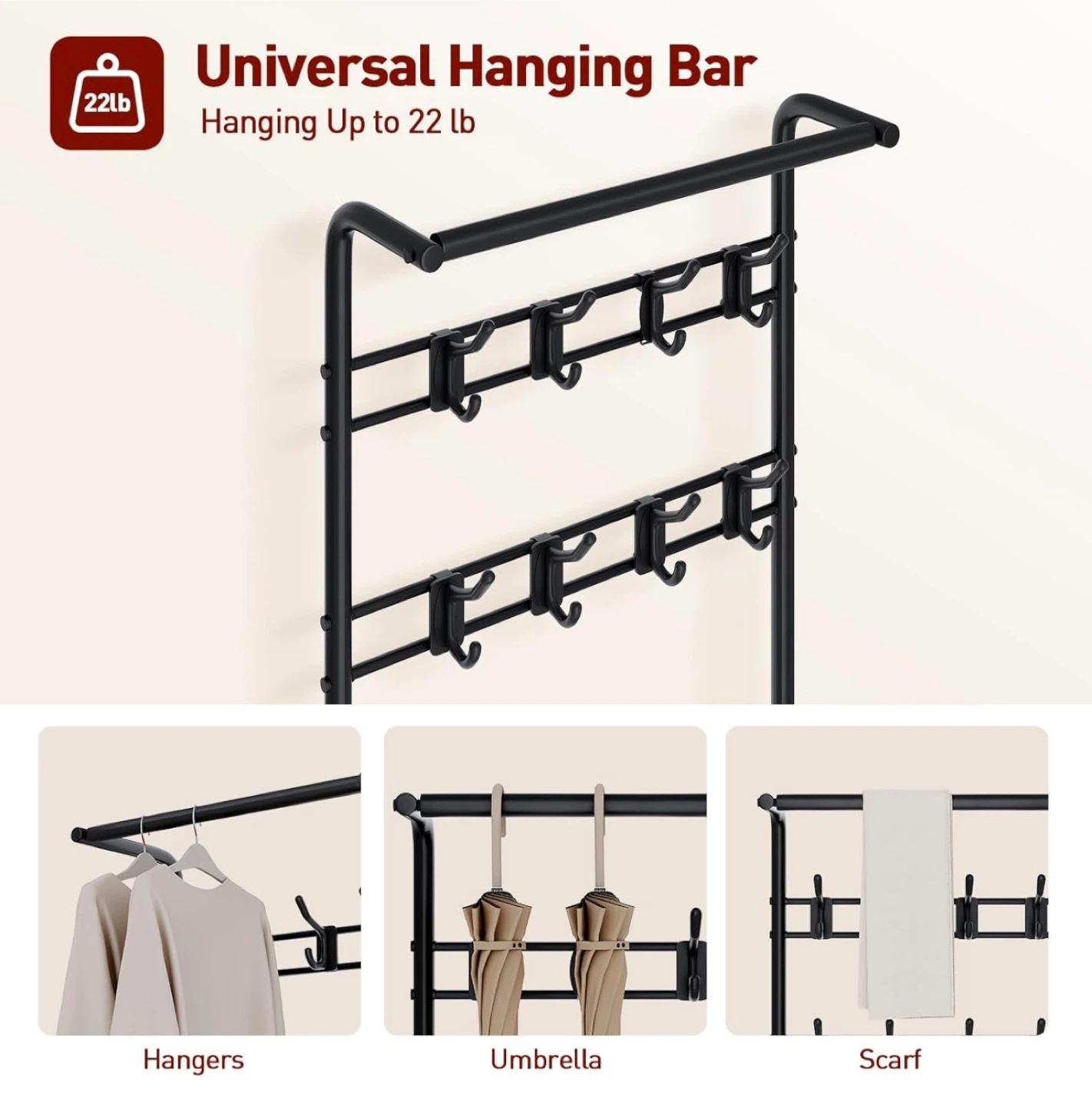 4-in-1 Entryway Coat Rack with Shoe Bench - photo 4