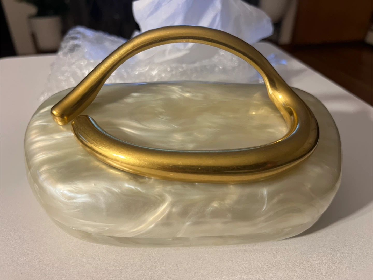 DEBIMY Women Acrylic Clutch Box with Gold Handle & Chain